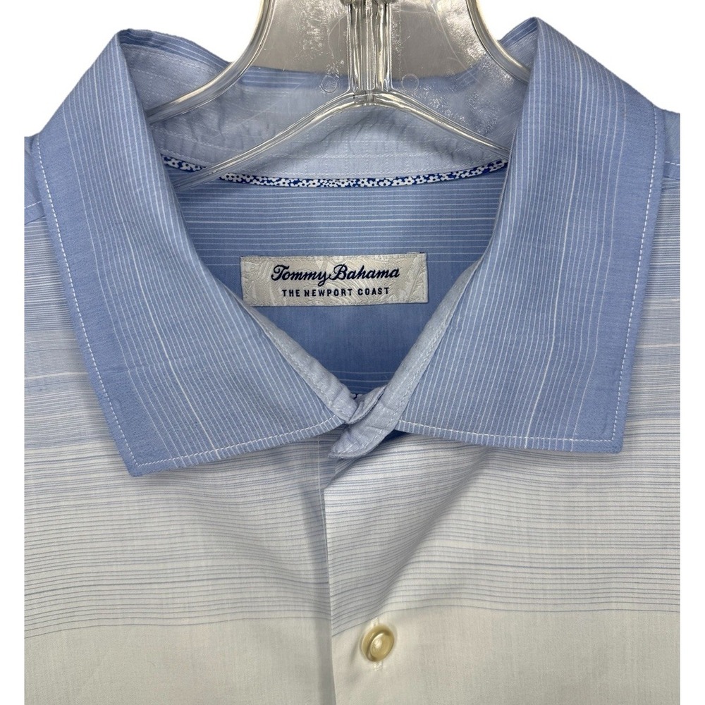 Tommy Bahama Newport Coast Men's L Blue White Gradient Stripe Long Sleeve Shirt‎